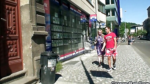 Old mom and young boy HD video